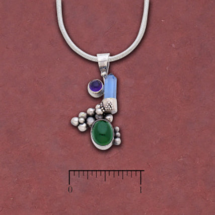 Tourmaline Amethyst Larimar Pendant #346